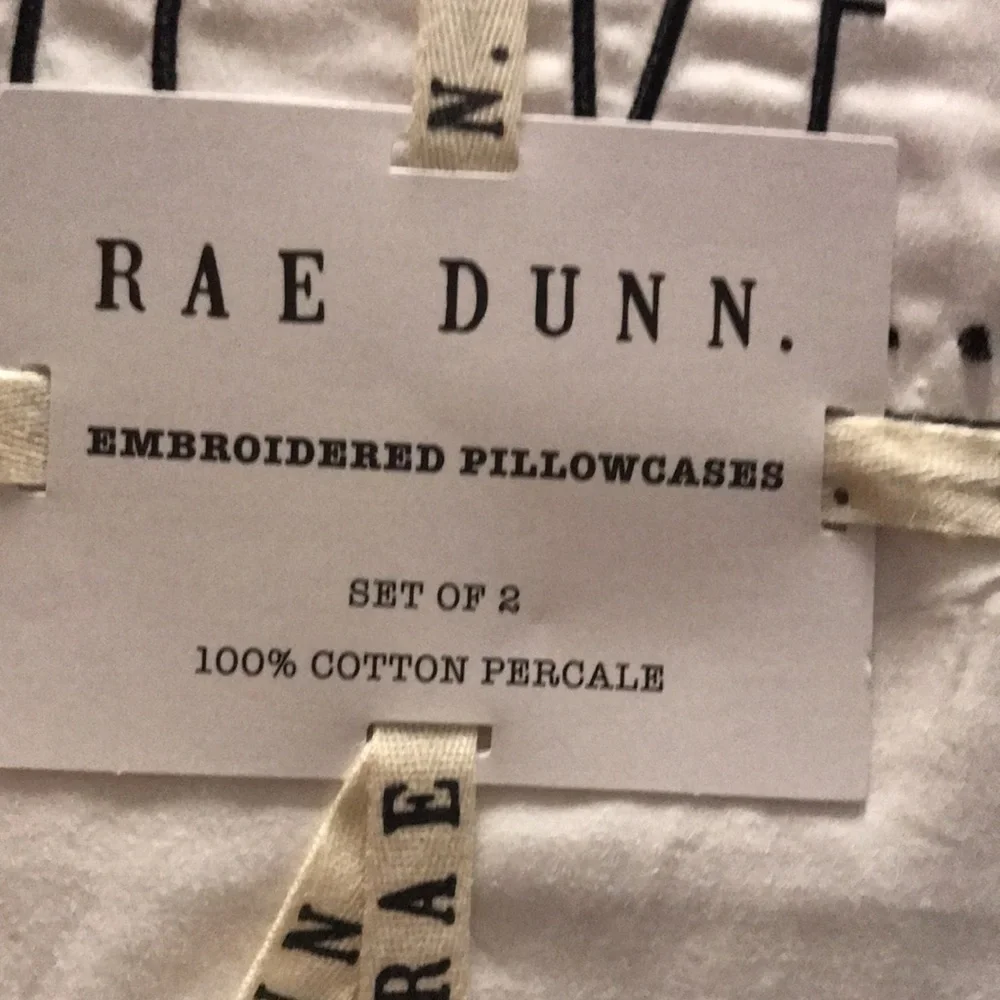 NWT RAE DUNN LOVE EMBROIDERED PILLOWCASES  COTTON PERCALE